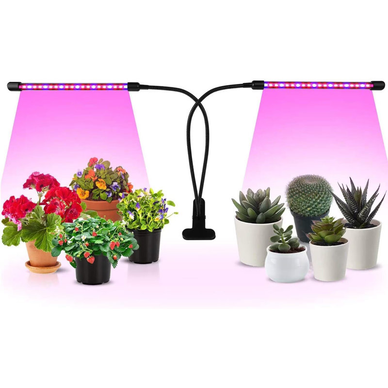 Lumière de croissance à 2 tubes DEL avec spectre rouge et bleu pour les plantes d'intérieur de l'iPower, minuterie 3/9 / 12H à 11 niveaux, 1 paquet