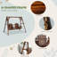 Balancelle en bois avec support, balancelle de patio 2 places avec table centrale