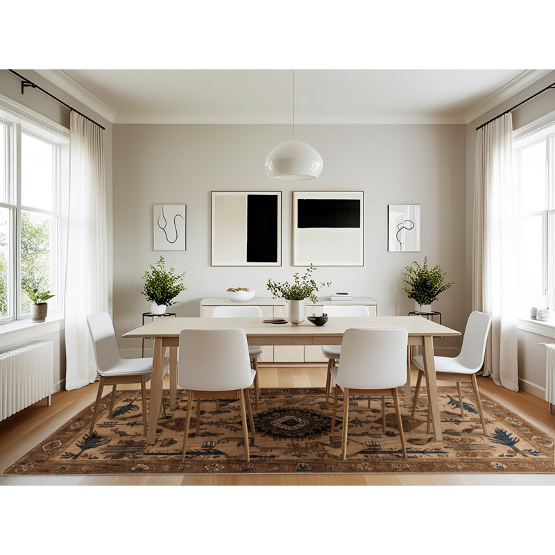 Machine Washable Persian Brown Area Rug, Rectangle 7' x 10'