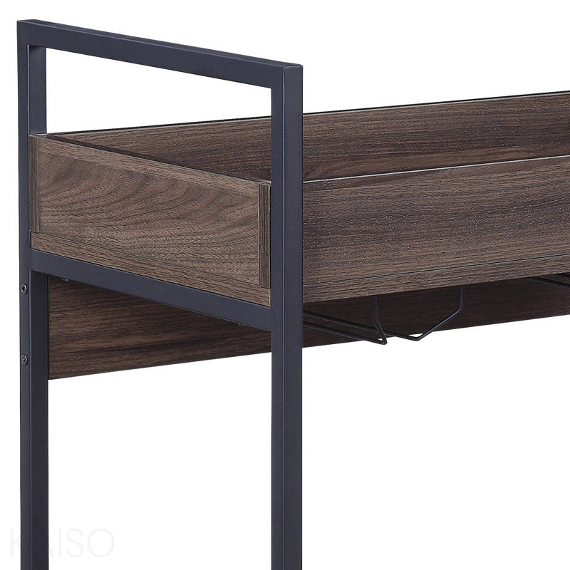 Jerrick Walnut & Black Finish Serving Cart