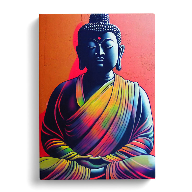 Colourful Buddha No.3 - Print, Wrapped Canvas, 50cm H x 35cm W x 3cm D, No Matte