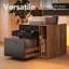 Bureau debout électrique en L de 65,5 po x 57,6 po avec 6 tiroirs de rangement et une armoire de rangement, un bureau de coin assis-debout à deux niveaux, un plateau multiprise et une gestion des câbles, une table de jeu à hauteur réglable