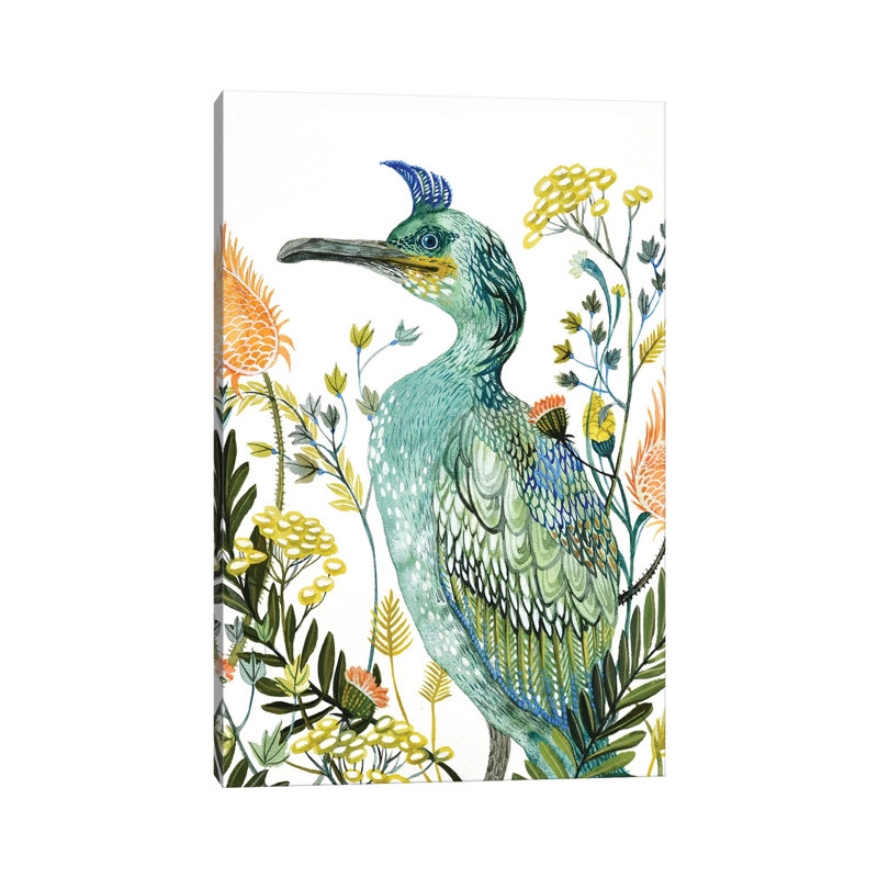 Green Bird 1 Piece Wrapped Canvas Painting, 30.48 cm H x 45.72 cm W