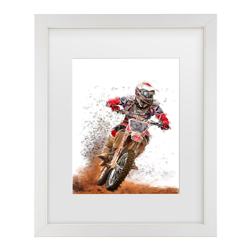The Macneil Studio «Motocross», art encadré mat, H 16 po x l 13 po x P 0,75 po, Blanc
