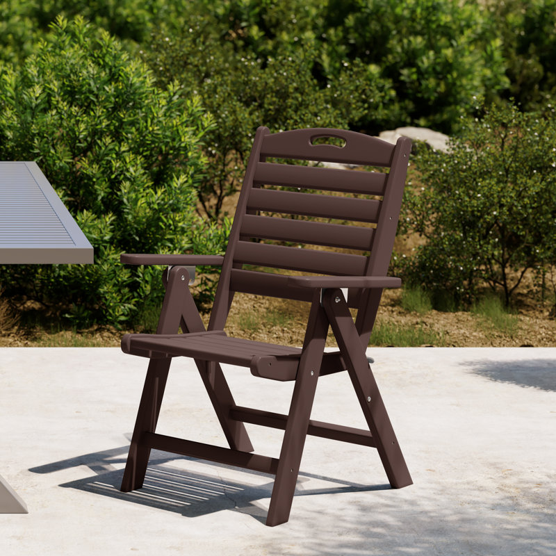Laguna Patio Folding Highback Dining Chair, Dark Brown