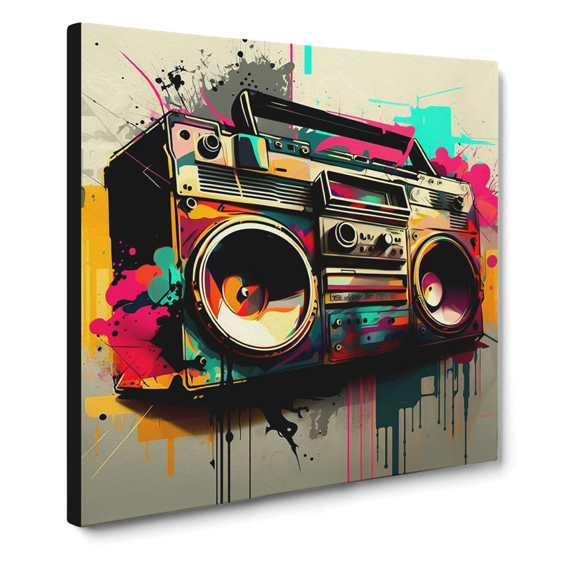 Boombox Abstract Expressionism - Wrapped Canvas, 50cm H x 50cm W x 3cm D