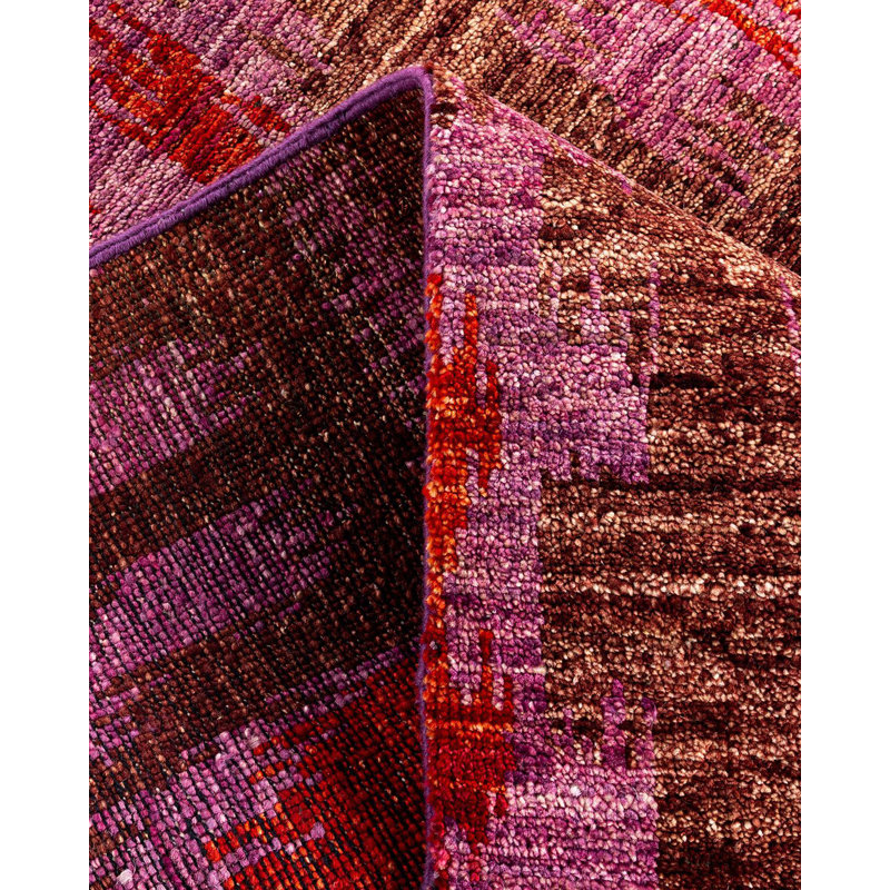 Overyed One-of-a-Kind Rectangle 5'10" X 9'2" New Age Wool Area Rug Red/Yellow/Brown