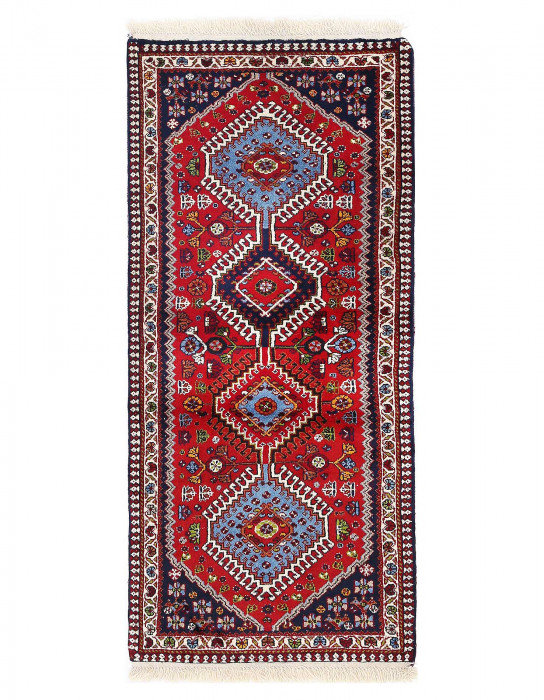 Tapis de couloir unique en laine 2 pi 1 po x 5 pi Doshen Rouille, bleu, beige