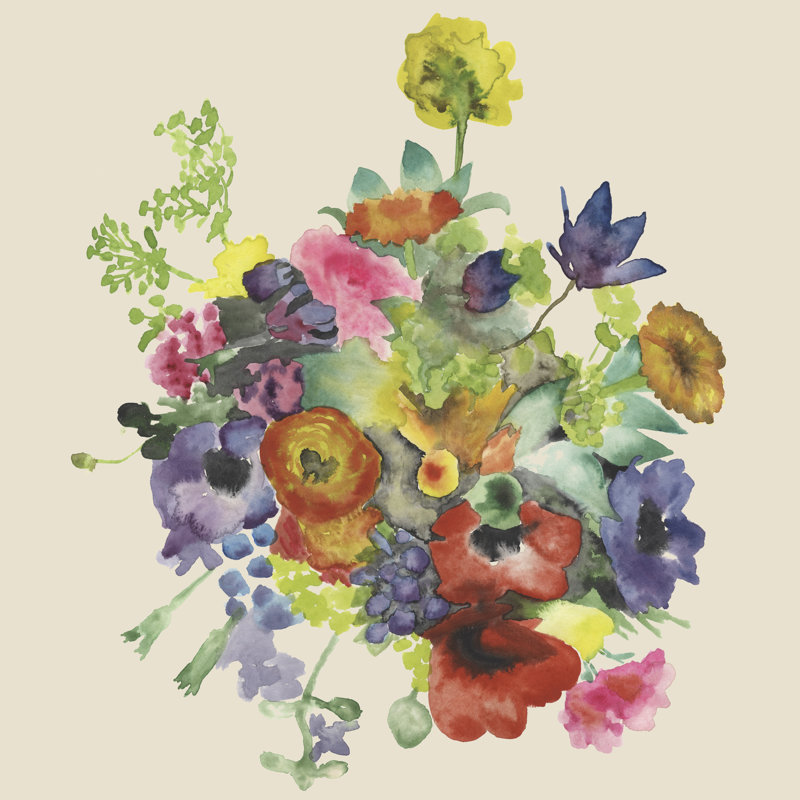 Jet d'aquarelle floral I, H 20 po x l 20 po x P 1,25 po