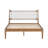 Contemporary Queen Bed With Woven White Leather Headboard, Solid Pine Wood, Easy Installation Coastal Platform And Natural Good For Bedroom Decor