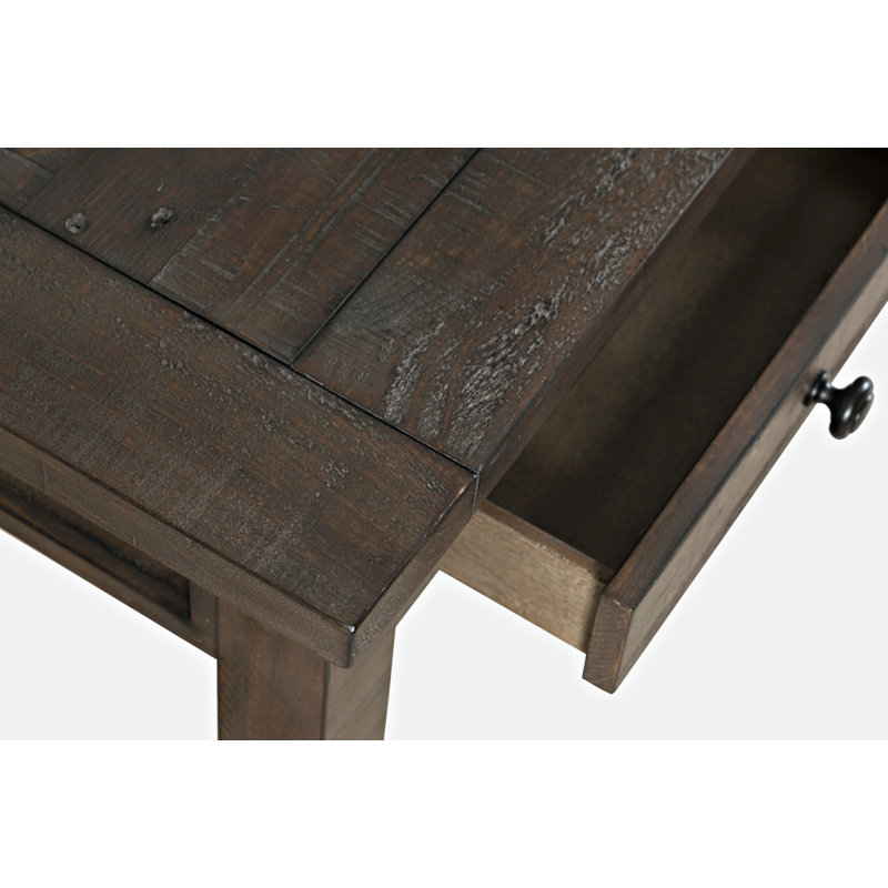 Bureau en bois massif Arely avec prises intégrées, Brun bois de grange
