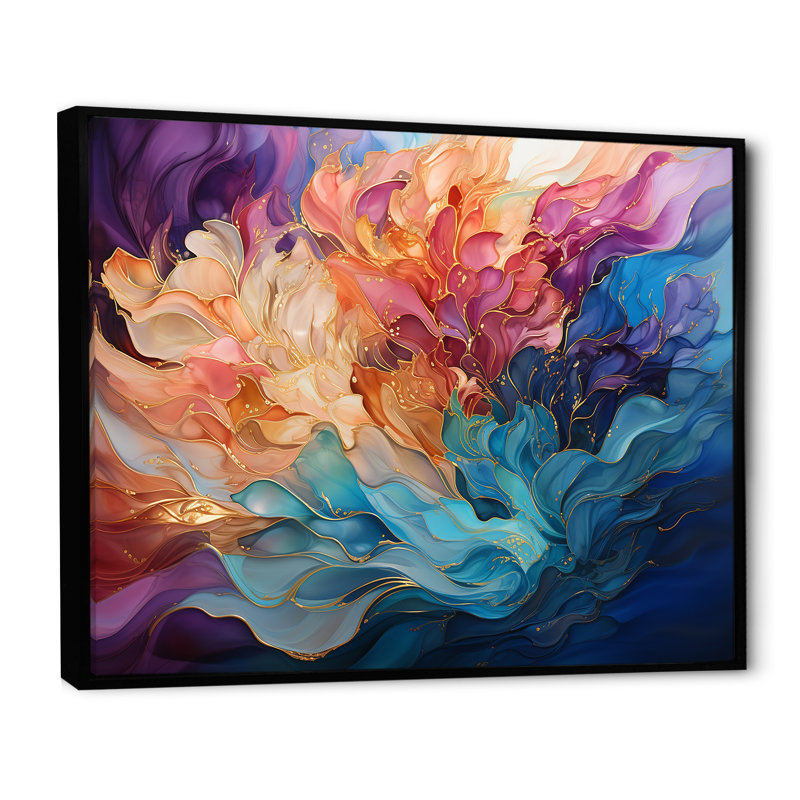 Goslar - Aurora Borealis Wall Art Living Room_106482, H 30 po x l 40 po x P 1,5 po, Toile avec cadre flottant noir