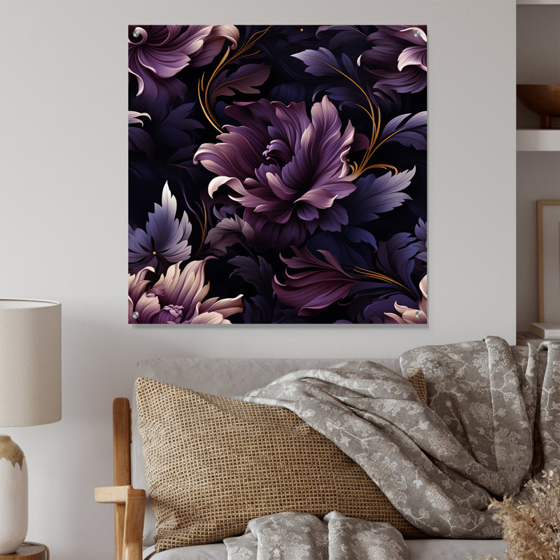 Galice - Art mural acrylique floral, H 16 po x l 16 po