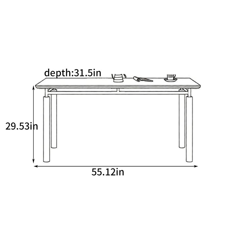 Simple and elegant dining table, 29.53"H x 55.12"L x 31.5"W