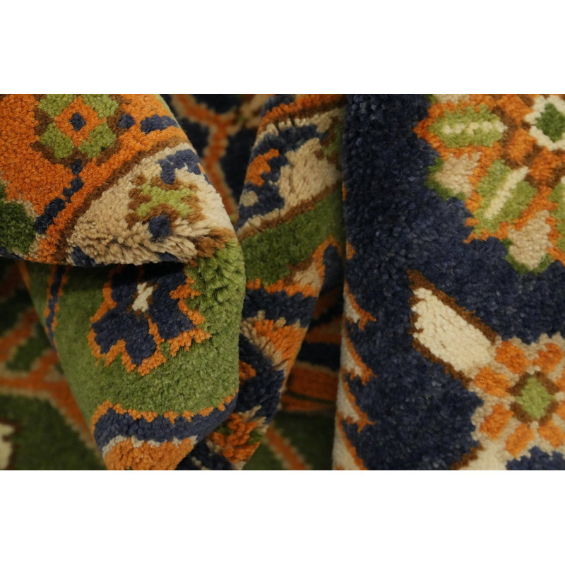 Grand tapis indien fait à la main vert Oushak 12 x 15