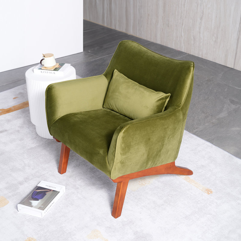 Fauteuil Elderon, Velours vert olive