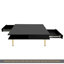Table basse carrée ultra brillante avec 4 pieds dorés et 2 petits tiroirs, table centrale carrée à 2 niveaux pour le salon, noir-808003982