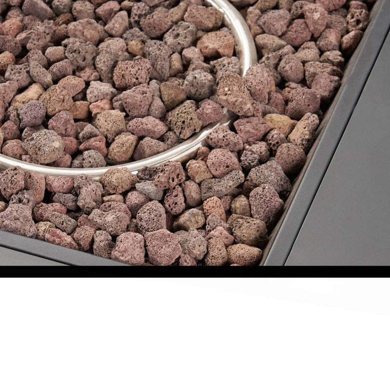 Square Iron Fire Pit-50 000 Btu, Dark Gray