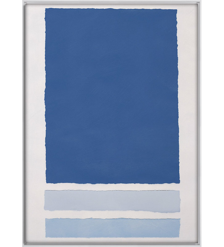 "Blue Colorblock 3" par Kyle Goderwis - peinture sur toile encadrée