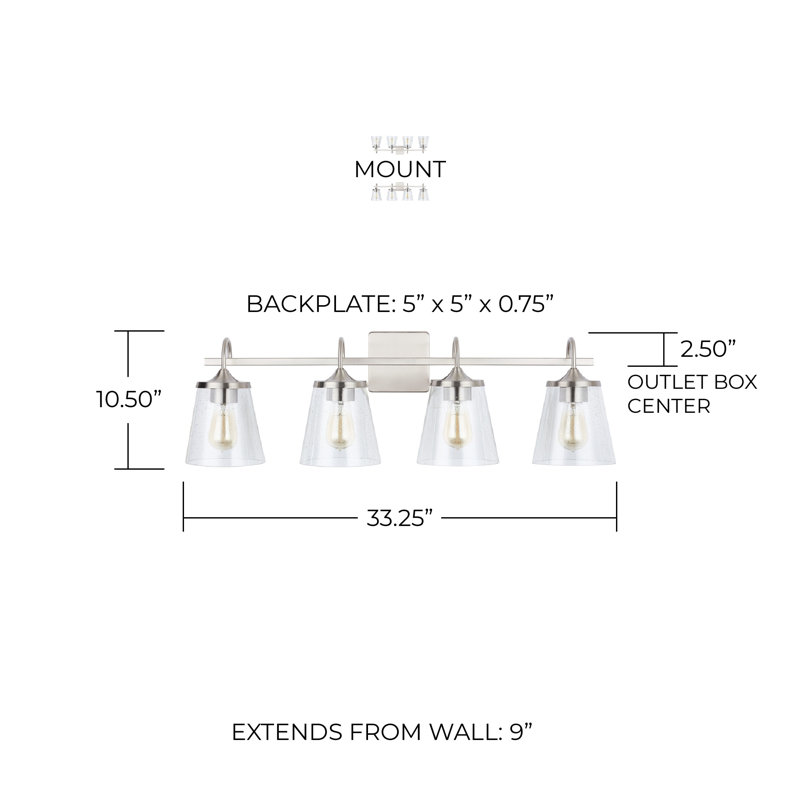 Dimmable Vanity Light, Brushed Nickel, 4