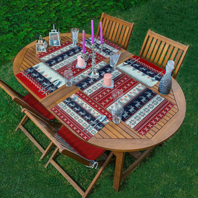 Ensemble de chemin de table et napperon de Noël - Ensemble repas de Noël avec napperons, décoration de table de Noël rouge et verte, ensemble de 5 pièces - Parfait pour les dîners et les fêtes