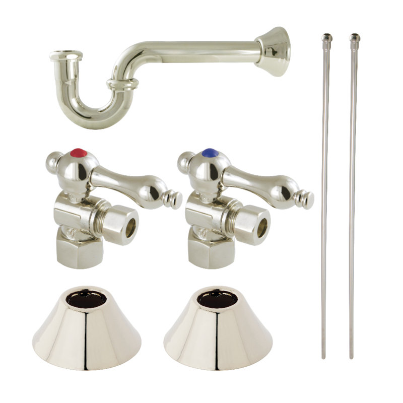 Kingston Brass Trimscape Traditional Plumbing Sink Trim Kit with P-Trap, Polished Nickel