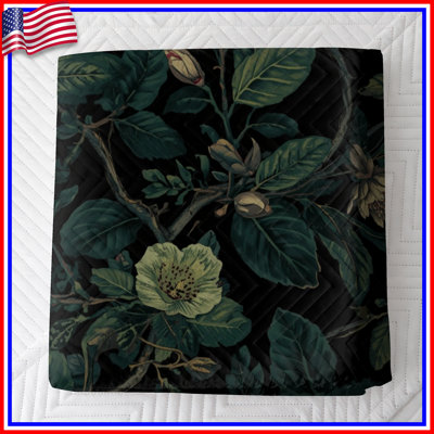 Couvre-lit matelassé à motif floral foncé