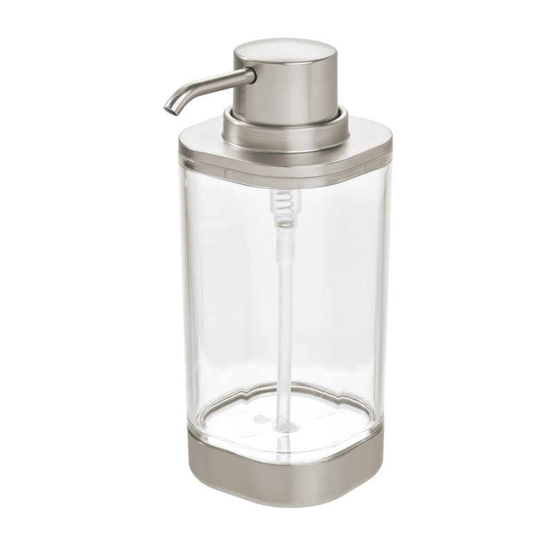 iDesign Hand Soap Dispenser - Refillable Liquid Soap Dispenser, Clear/Brushed Nickel