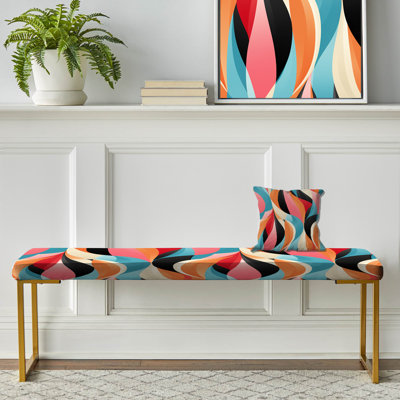 Banc rembourré éclectique doré