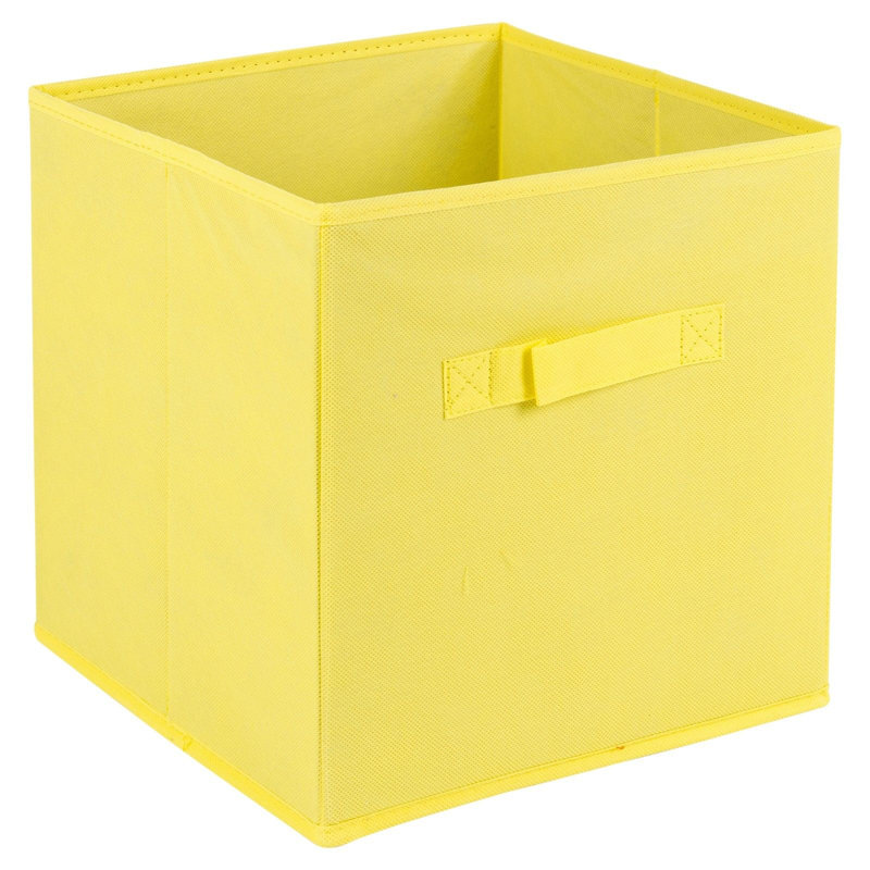 Rebrilliant Fabric Decorative Bin, Yellow, 27cm H x 27cm W x 27cm D