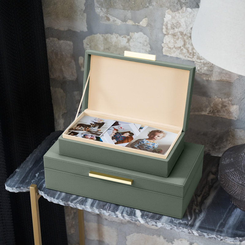Ensemble de deux boîtes de rangement décoratives vert sauge