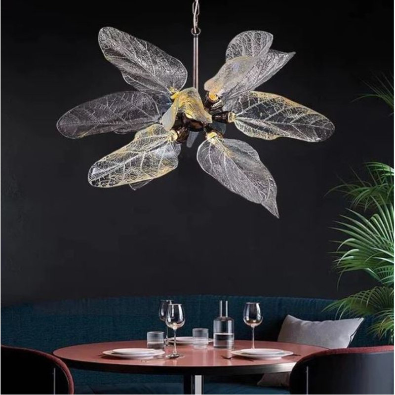 Lustre fantaisie 4 lumières Murana, Bronze brossé, Transparent, H 42 po x l 42 po x P 42 po