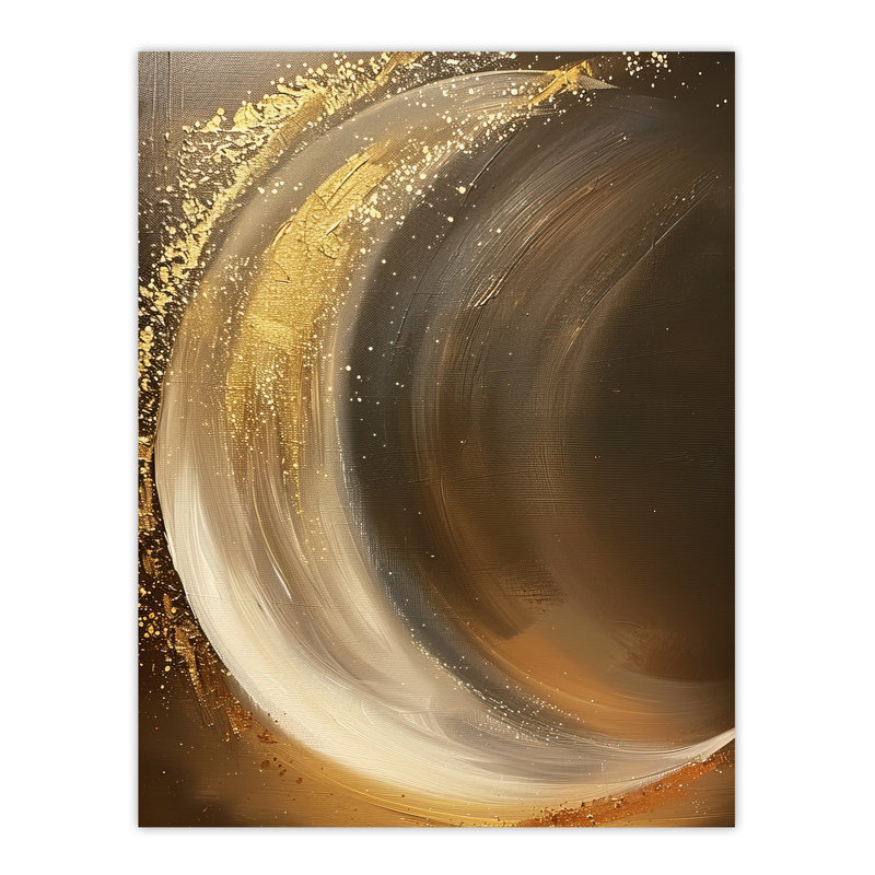 Crescent Moon Grey Abstract Painting Wall Art Print