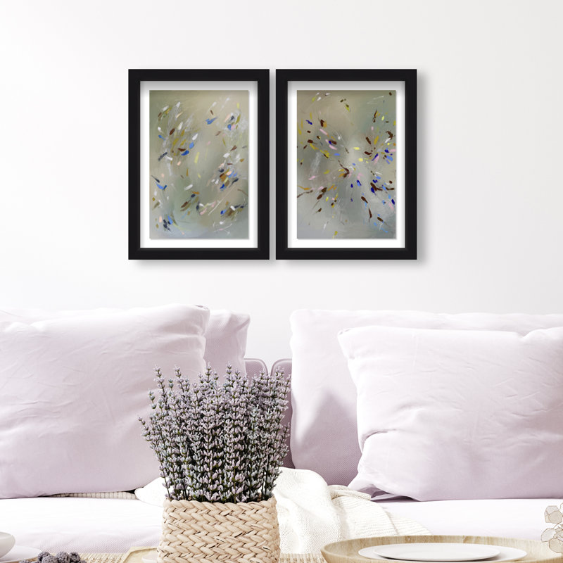 Spontaneous Traces Set Set by Oliver Gal, 93"H x 63"W, Black Shadowbox