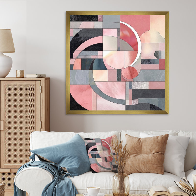 «Pink Transcendent Angles I», reproduction, H 36 po x l 36 po x P 1,5 po, Cadre doré à une seule photo