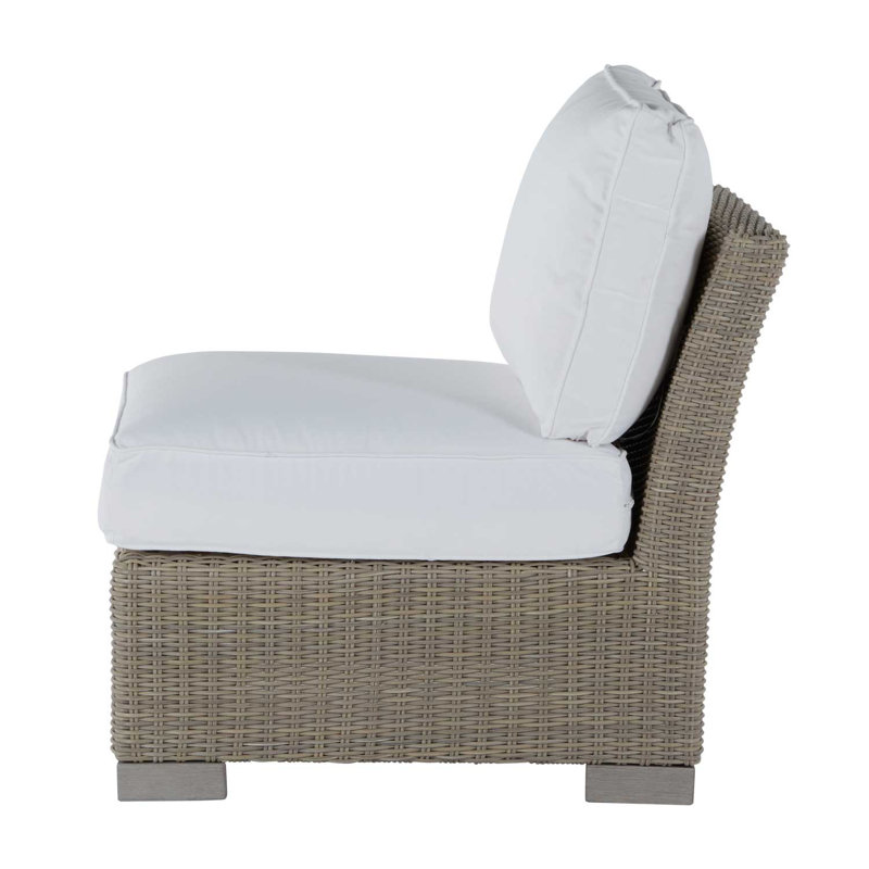 Club Patio Lounge Chair with Cushions, Oyster, Welt, Intermix Indigo