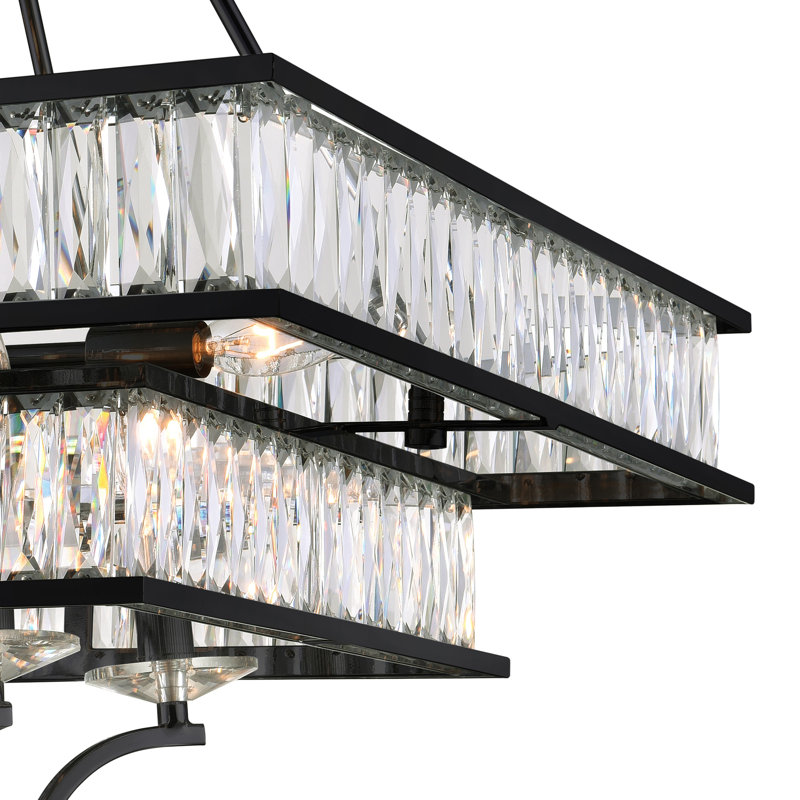 Seale 8 - Light Dimmable Tiered Chandelier, Black