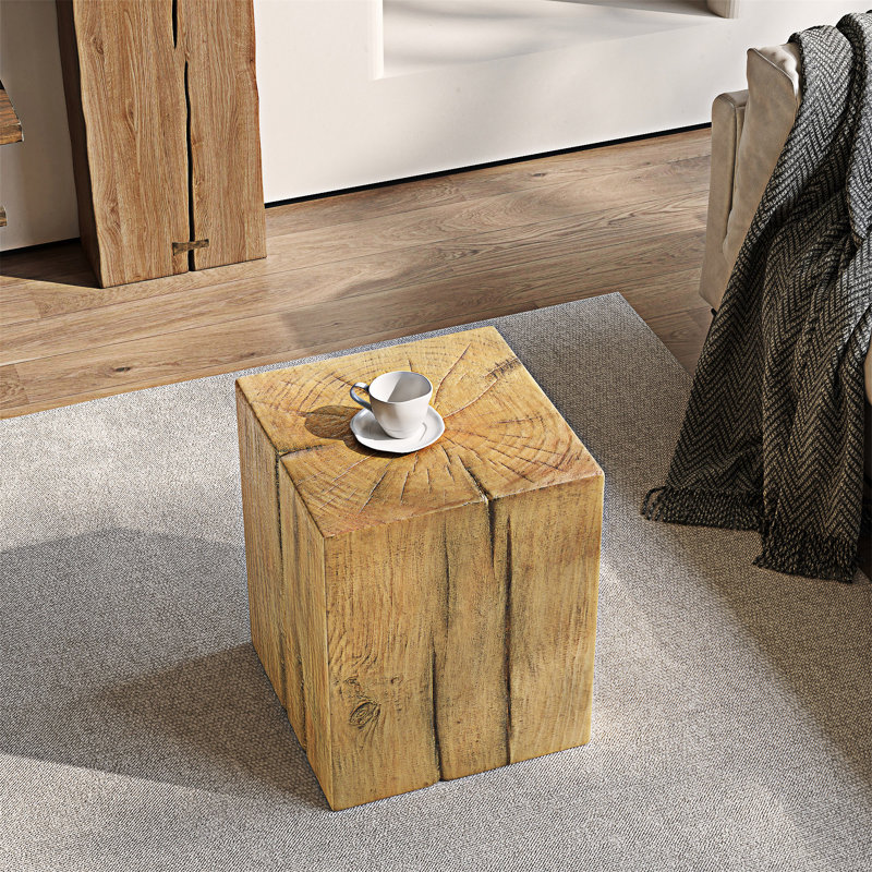 Indoor Outdoor Side Table, Natural, 18.02" H x 14.27" W x 14.27" D