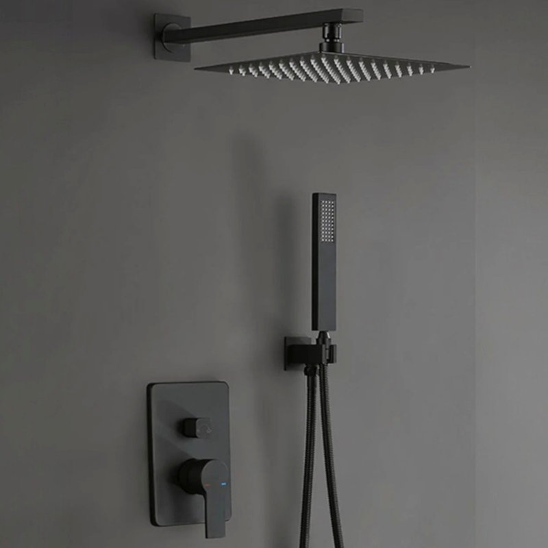Système de robinet de douche à pression équilibrée 10 po avec douchette à main, Noir mat
