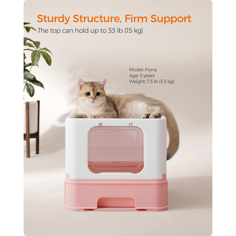 Polypropylene Litter Box with Scoop, Pink