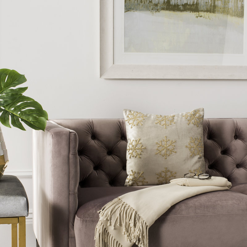 Kavanaugh Square Pillow Cover and Insert, Beige/Gold