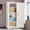 Armoire de rangement 71 po en métal blanc crème avec portes verrouillables et 4 tablettes réglables Armoire en acier robuste pour le garage