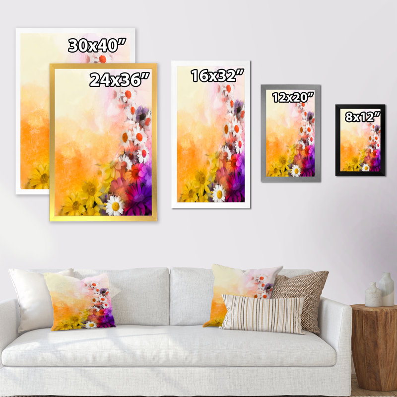 Guirlande Paintbrush Spring Flowers - Peinture, Cadre photo noir, H 20 po x l 12 po x P 1 po