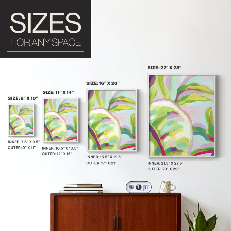 Impression encadrée Bright Tropical Abstraction III - bois massif, H 11 po x l 9 po, Blanc