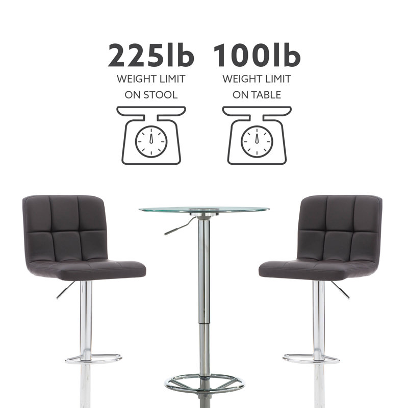 Iftu 2 - Person Pedestal Dining Set, Brown, Chrome