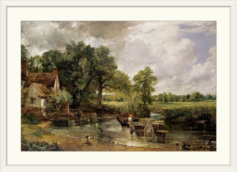 «The Hay Wain, 1821» par John Constable, reproduction d'art, H 20 po x l 26 po x P 1 po, Cadre blanc