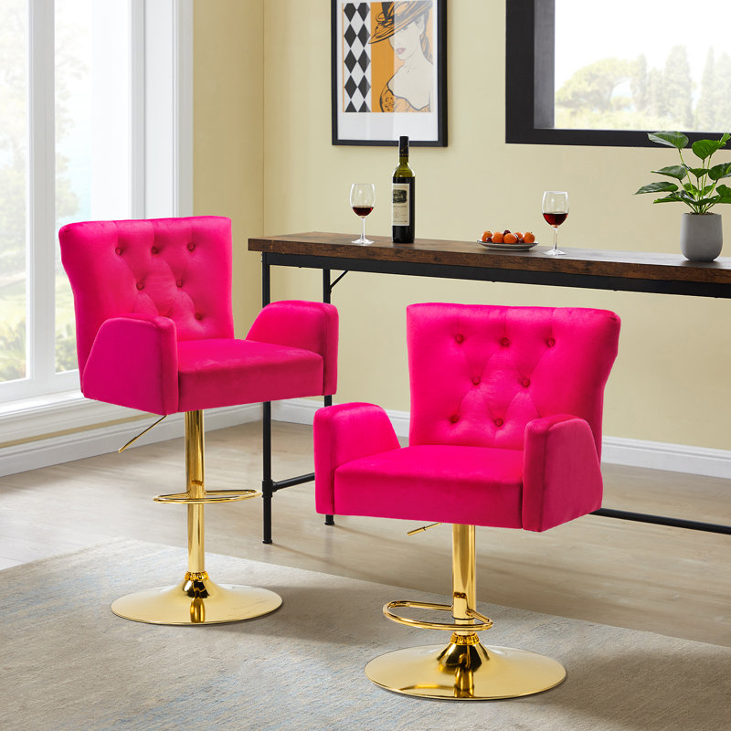 Tabouret de bar rotatif Theo, Fuchsia