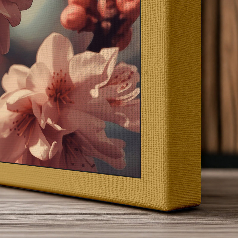 Petals in Bloom Botanical - Wrapped Canvas, 24x16 - 61.0 x 40.6 cm, Ochre Border