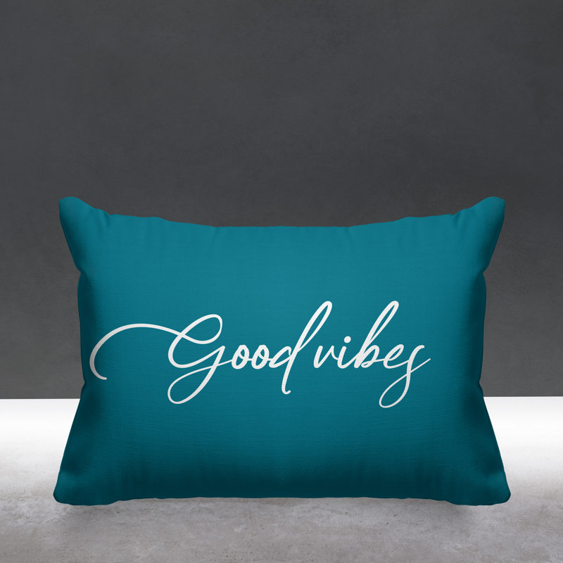 Housse et insert de coussin rectangulaire Aspire Good Vibes, Turquoise