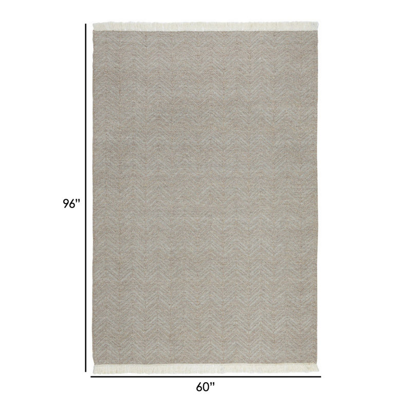 Dune Gray Herringbone Flat Woven 5' x 8' Indoor/Outdoor Rug